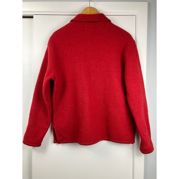 Women's Red 100% Wool Button Front Collared Cardigan Jacket Size S - Picture 7 of 7
